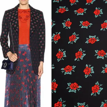 2017 jeseni in pozimi moda Elegantno cvetlični Preje-barvane žakarske tkanine za obleko, plašč DIY mozaik tissu tissus božič tela