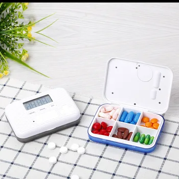 Moda Prenosni Medicine Tabletke Primeru Organizator LED Števec Opomnik Žep mini Škatla za Shranjevanje Tabletke Razpršilnik Budilka 4 Omrežij