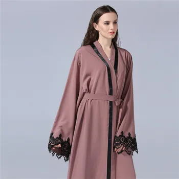 Muslimanski moda abaya tam kaftan ženske čipke rokavi dolgo obleko dubaj muslimanskih kimono plašč ženski caftan obleko abayas za ženske MSL198