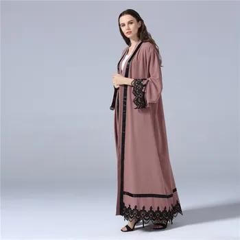 Muslimanski moda abaya tam kaftan ženske čipke rokavi dolgo obleko dubaj muslimanskih kimono plašč ženski caftan obleko abayas za ženske MSL198