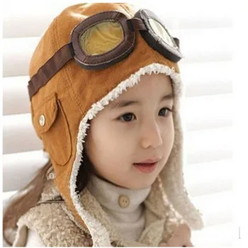 Moda Srčkan Zimski Baby Toddler Baby Boy Girl Otroci Pilotni Letalec Toplo Skp, Beanie Klobuk Pilotske Kape 2 Barvi