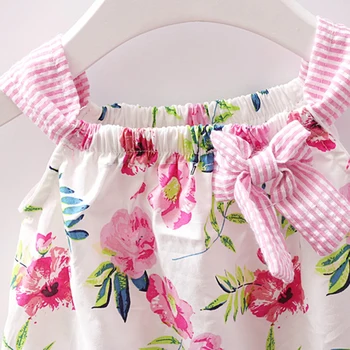 Sladko cvjetnim tiskanje telovnik+hlače 2pc določa priložnostne baby dekleta princesa kompleti oblačil za dojenčke obleke poletje 0-24m