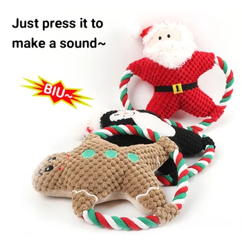 Nova Božič Santa Claus Ljubljenčka Psa Igrače Za Žvečenje Eden Kričač Pet Plišastih Igrač Za Pse Srčkan Grize Vrv Zvočne Igrače Moda Prenosni