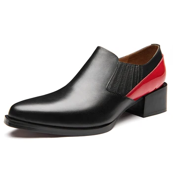 Moški v visokih petah formalno čevlji pravega usnja, oxford Pisarna poslovni čevlji za moške 2019 obleko čevlje slip-on poročni čevlji