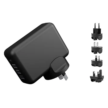 Potovalni Adapter po vsem Svetu 4USB Mobilni Telefon Polnilnik 5.8 QC3.0 Pin Zamenljiva Vtičnice Priključite Hitro Polnilnik