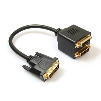 DVI Splitter Adapter DVI-D Moški 2 Dual DVI-I Ženski Video Y Razdelilnik Kabel Adapter Kabel
