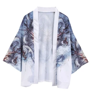 Nekaj Kimono Jopico Ženske Moški Cvetlični Kimono Mujer Dolgo 2019 Poletje Kimonos Plus Velikost Bluzo Plaži Harajuku Femininas FF2263