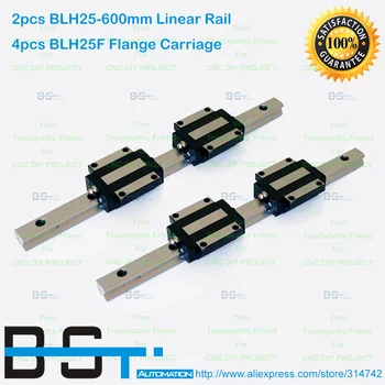 25 mm Kvadratni Linearno Vodilo 2pcs BLH 25 -L 600 mm Linearni železniškega+4pcs BLH25F Prirobnica Linearni Prevoz Blok za CNC Os Tabela