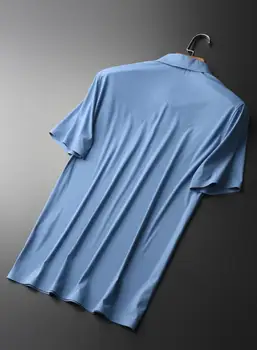 Azazel Poletje Modra Mens T-majice Luksuzni Kratek Rokav zračno propustno Vlakno Tanke Moška T-majice Plus Velikost Moda Slim Fit Človek T-majice