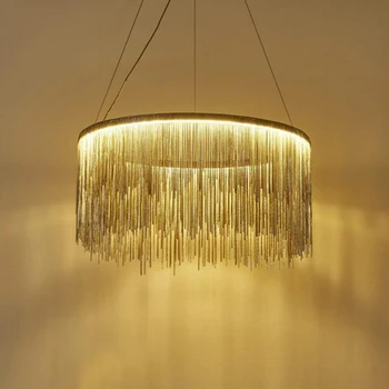 Aluminij Tassel Okrogli LED Obesek svetlobe Dnevna Soba Jedilnica Doma Sodobnih Luksuznih Preprost Evropski Stil Led Office