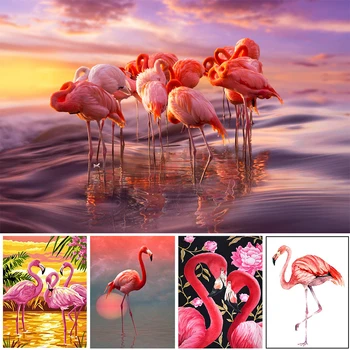 Krog Polno Diamond 5D Diamond Slikarstvo Flamingo Cartoon Živali Diy Diamond Vezenje Kit Doma Okraski Okraski
