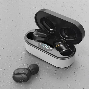 Bluetooth 5.0 Brezžične Slušalke LED Moč Digitalni Prikaz Stereo Samodejno Seznanjanje Vodotesne Slušalke s Polnjenjem Primeru