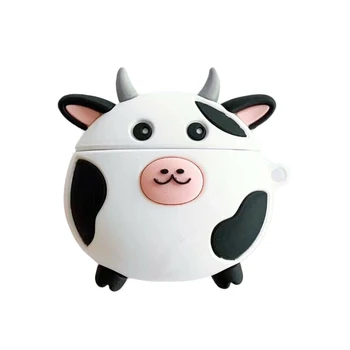 Luštna 3D Krava Silikonski Zaščitni ovitek za Apple Airpods Polnjenje Primeru NC99