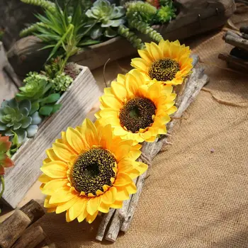 Umetne Svile Cvetja Velika Sončnica Glavo za DIY Scrapbooking Venec Plovilih, Doma, Poroka Dekoracija Ponaredek Cvetje 5 Velikost