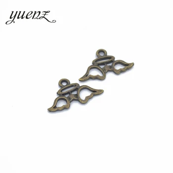 YuenZ 25pcs 2 barva Antično bronasto krilo Čar, primerni za Zapestnice, Ogrlico, Obesek, DIY Kovinski Nakit 23*14 mm D415