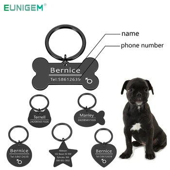 Osebno Black Dog Keychain Vgravirana Mačka Pes Pet ID Oznako Pes Anti-izgubil Pet Ime Ogrlica Kuža Pes Ovratnik Ključnih Verige