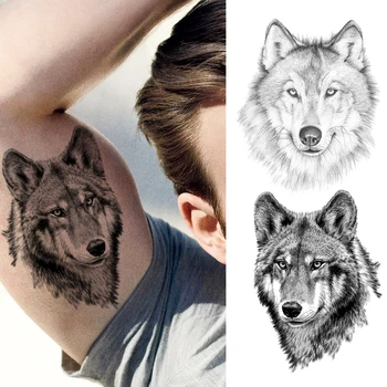 Pika Vzorec Volk Začasni Tattoo Ponaredek Nepremočljiva Black Geometrijske Coyote Tattoo, Moški, ženska Moda in Ženske Body Art Roko Tattoo Nalepka