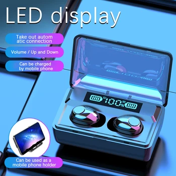 Luetooth Slušalke Mini LED Zaslon Slušalke, Stero Zvok 2000mah Moči Banke Brezžične Slušalke Šport z Mikrofonom