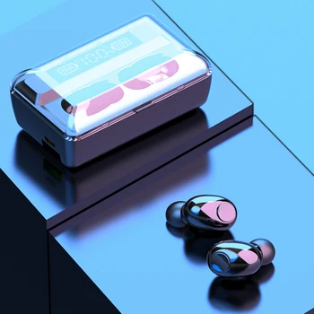 Luetooth Slušalke Mini LED Zaslon Slušalke, Stero Zvok 2000mah Moči Banke Brezžične Slušalke Šport z Mikrofonom