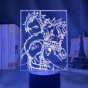 Anime Fairy Tail Natsu Dragneel in Erza Scarlet Objem Noč Svetlobe Led Touch Senzor Nočna za Otroka Soba Dekor Tabela 3d Lučka