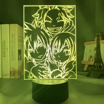 Anime Fairy Tail Natsu Dragneel in Erza Scarlet Objem Noč Svetlobe Led Touch Senzor Nočna za Otroka Soba Dekor Tabela 3d Lučka
