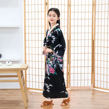 Otrok Novost Cosplay Floaral Obleko Plesne Kostume Japonski Baby Dekle Tiskanje Kimono Obleko Otroci Letnik Yukata Otrok robe
