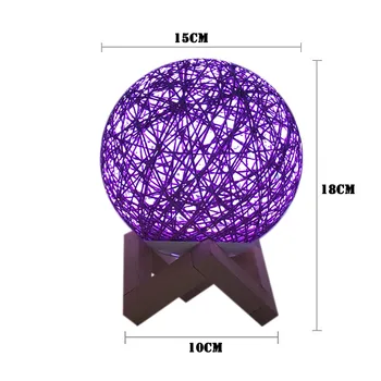 15 cm 3d Usb Polnjenje Tabela Desk Luna Lučka Includ Leseni Nosilec Nastavljiva Svetlost Led Rattan Luna Noč Svetlobe Mesečini
