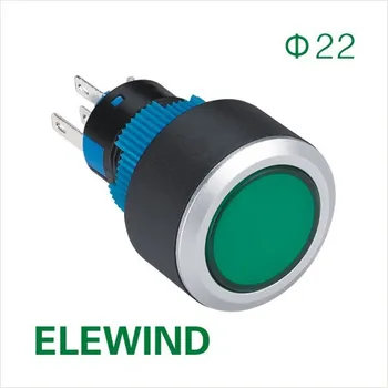 ELEWIND 22 mm Krog osvetljeni Zaporno pritisni gumb stikalo (PB223WY-11ZD/G/12V/IP65)