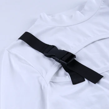 Jeseni Majica s kratkimi rokavi Ženske Dolg Rokav T-shirt Obreži Zgoraj 2020 korejski Modni Slog Feminina Bombaž Bela Votlih Seksi Kratke tshirt