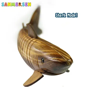 Novost Igrača Za Otroke, Simulacija, Lesene Živali, Morskega Psa Model Igrača Swing Shark Retro Home Office Trgu Dekoracijo Darilo