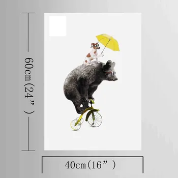 1 plošča Srčkan živali Medvedi in psi Slikarstvo risanka platno slikarstvo, otroška soba, dekorativno slikarstvo