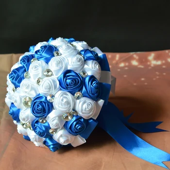 LOVSKYLINE Poročni Šopek, ki je na zalogi Krasen Ročno izdelane rože Bele in Modre Družico umetno Poročne Šopke Dodatki