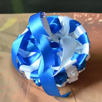 LOVSKYLINE Poročni Šopek, ki je na zalogi Krasen Ročno izdelane rože Bele in Modre Družico umetno Poročne Šopke Dodatki