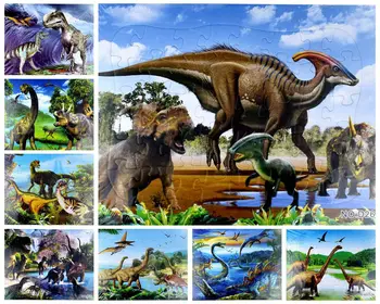 2PCS Dinozavra Svet Inteligence Papir, Karikatura sestavljanke 8 Vzorcev sestavljanke baby puzzle otroci izobraževalne igrače