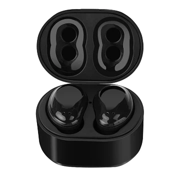 Brezžična Bluetooth Slušalka Nepremočljiva Stik Mini Šport Za Ponovno Polnjenje V Uho Dvostranskih Klic Bluetooth Slušalka (Črna)