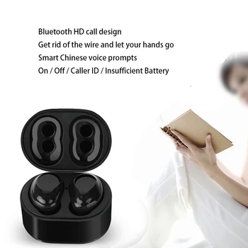Brezžična Bluetooth Slušalka Nepremočljiva Stik Mini Šport Za Ponovno Polnjenje V Uho Dvostranskih Klic Bluetooth Slušalka (Črna)