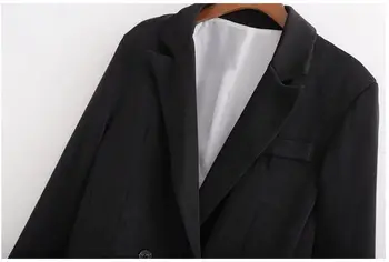 HCBLESS 2019 jeseni ženske dvojno zapenjanje dolgo mala črna obleka ženska obleka jakna