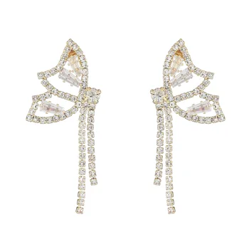 Korejski novo modno oblikovanje nakita lepe baker vdelan cirkonij elegantno žensko metulj kristalno tassel ženski uhani