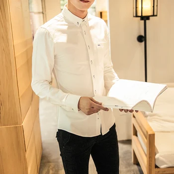 2018 moški priložnostne srajco za moške multi dekorativni bombaž trend Slim dolgo sleeved majica moška oblačila camisas par hombre manga larga