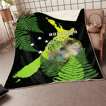 Premium Aotearoa Kakapo Ptica Odejo natisnjeni flis odeja Postelj Pohodništvo Piknik Debele Bedspread Sherpa Vrgel Odejo 02