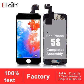Efaith 10PCS Kakovosti Celoten Sklop Zaslona Za iPhone 5S LCD-Zaslon, Zaslon na Dotik, Računalnike +Home Tipka+Kamera na Sprednji strani Brezplačno DHL
