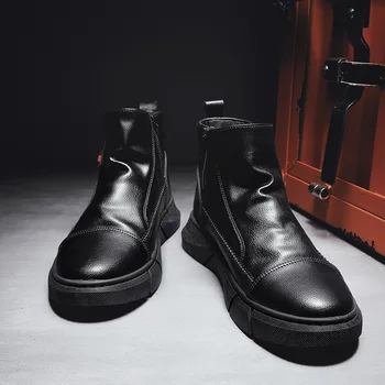 Jeseni in pozimi na prostem usnje škornji za moške priložnostne čevlji dihanje kratek čevlji Martin čevlji lokomotiva slog mens čevlji