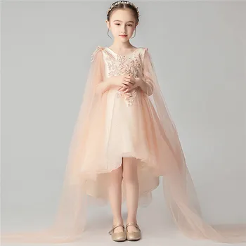 2020Summer Eleganten Nov Model Kaže, modni brvi Princesa Dolgo Rep Obleko Otroci Malo Dekleta, ki Modne Rože Rojstni dan Obleko