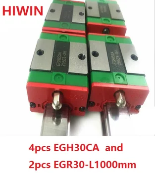 2pcs prvotne HIWIN linearno vodilo železniškega EGR30 -L velikosti 1000 mm + 4pcs EGH30CA linearni blok za CNC usmerjevalnik