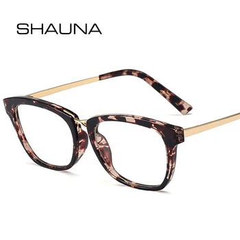 SHAUNA Retro Kvadratnih Spomladanski Tečaj Ženske Optična Očala Okvir TR90 Kovinski Moda Jasno Objektiv Moških Očal Okvir