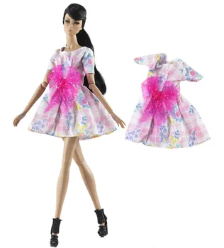 Roza Bowknot Obleko Obleko, Obleko Kompleti za Barbie BJD FR SD Lutka Oblek igre Vlog Oprema Igrače za Dekle