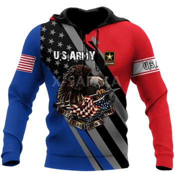 Veteran ameriške Vojske Art, 3D Print Pomlad Jesen Hoodie Moški Ženske Harajuku Outwear Zadrgo Puloverju Majica Priložnostne Unisex-2