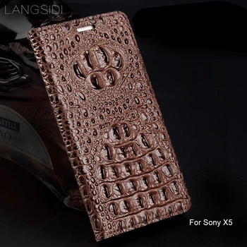Wangcangli pravega usnja flip primeru telefon Krokodil nazaj teksturo Za Sony X5 Vse-ročno primeru telefon