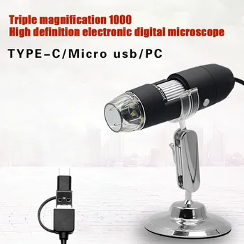 Nastavljiv Digitalni Mikroskop Prenosne-C/Micro USB 1000X Lupo Elektronski Stereo Endoskop Za Telefon, PC Nakit Tester
