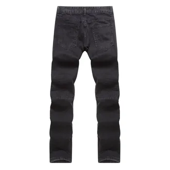 2019 Nov Modni Jeans za Moške Slim Fit Denim Suh Zadrgo High Street Črne Kavbojke Moški Priložnostne Bombaž Naravnost Hlače
